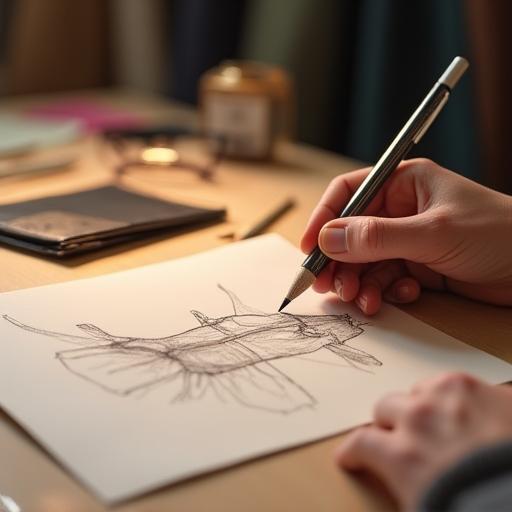 Diseñadora dibujando un boceto